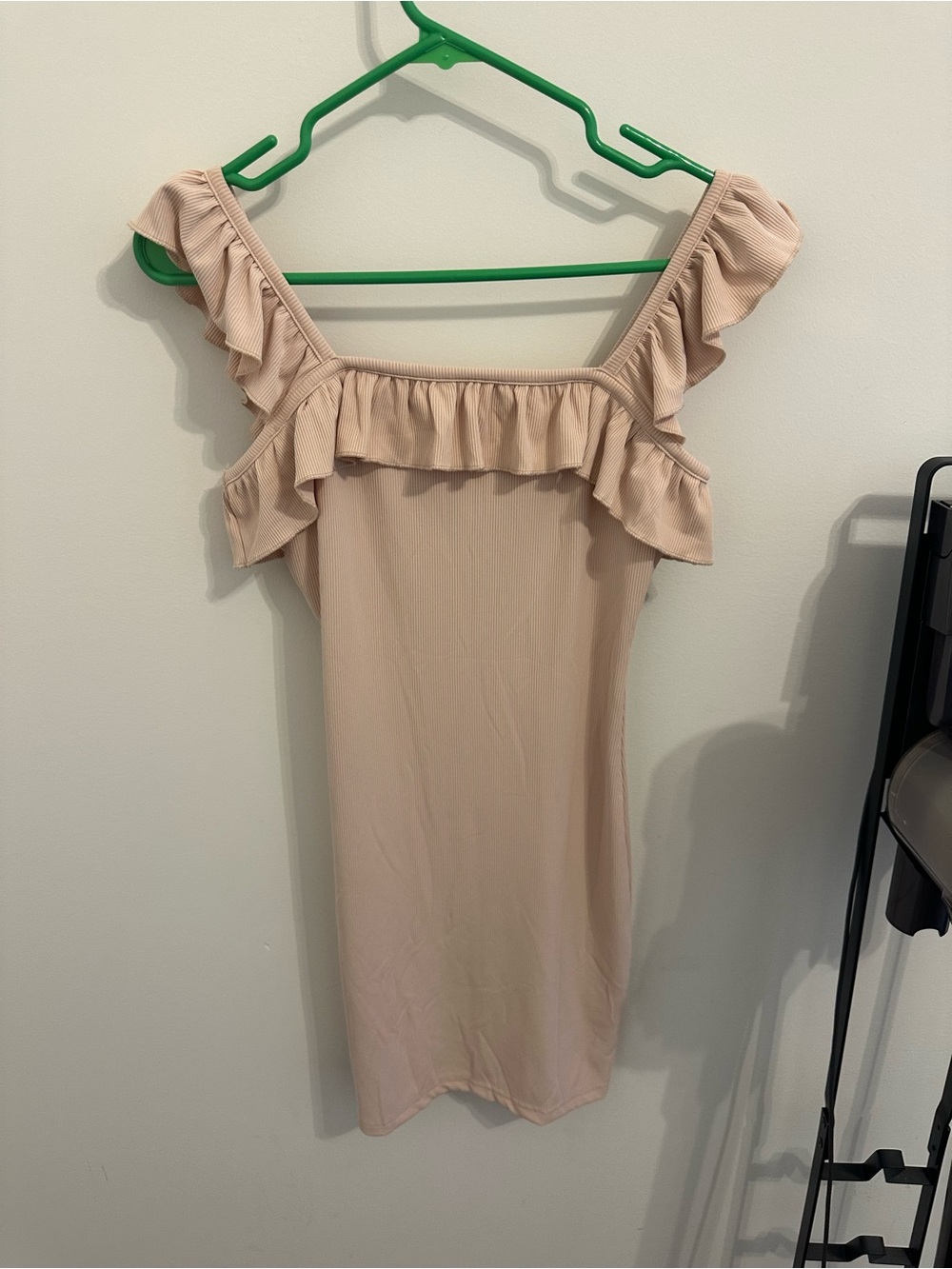 Ruffled Off-Shoulder Dress in Blush - Picture 1 of 3